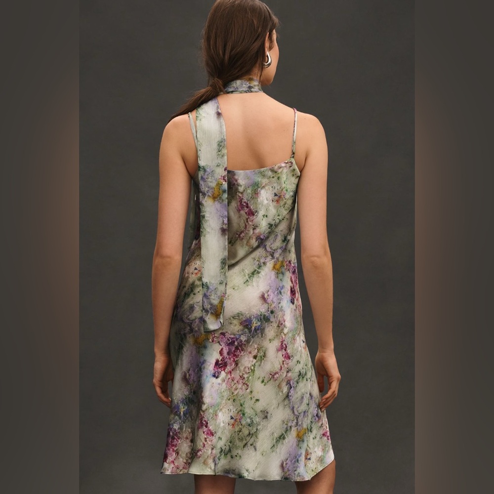 By Anthropologie Sweetheart Neck Scarf Crinkle Midi Dress - Picture 4 of 6